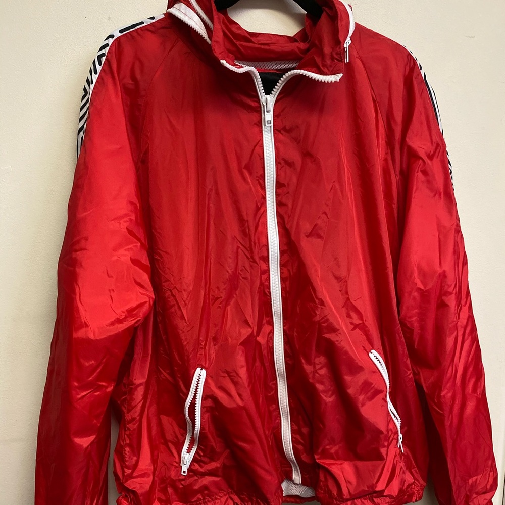 Red windbreaker